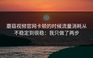 蘑菇视频官网卡顿的时候流量消耗从不稳定到很稳：我只做了两步